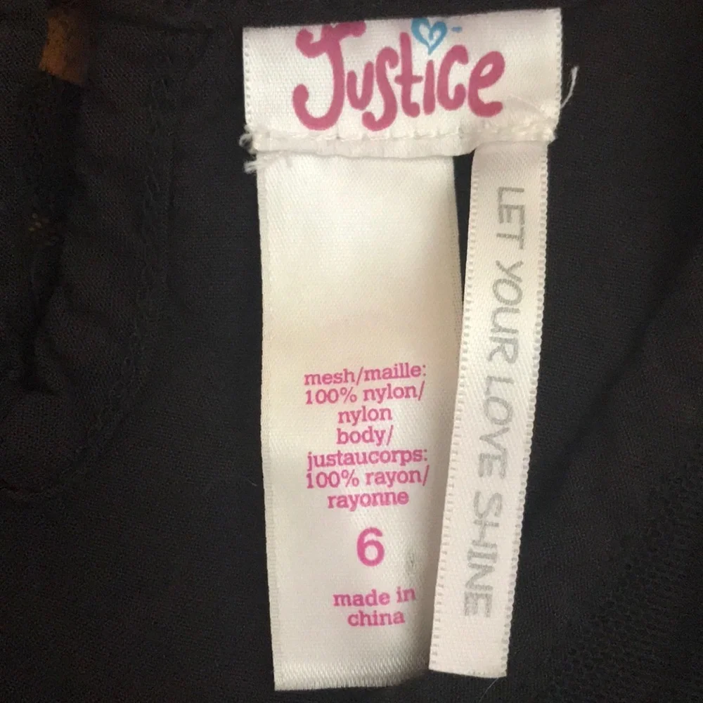 3/$20 Justice Black Top with Sequins - Tie Back